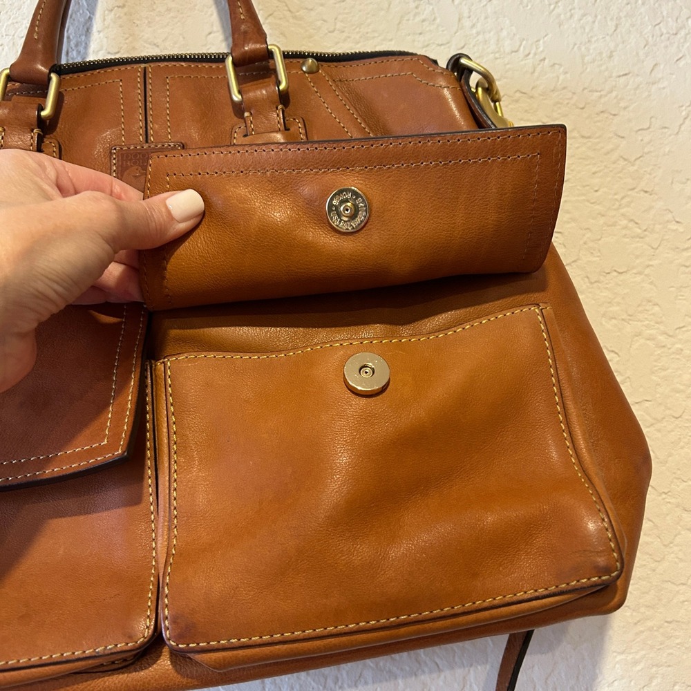 Dooney & Bourke Florentine Clayton Satchel Chestnut Leather Crossbody Handbag - Picture 4 of 16